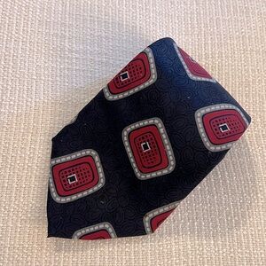 Austin Grey Retro Squares Italy Pink Blue Silk Men’s Tie Office Business Career